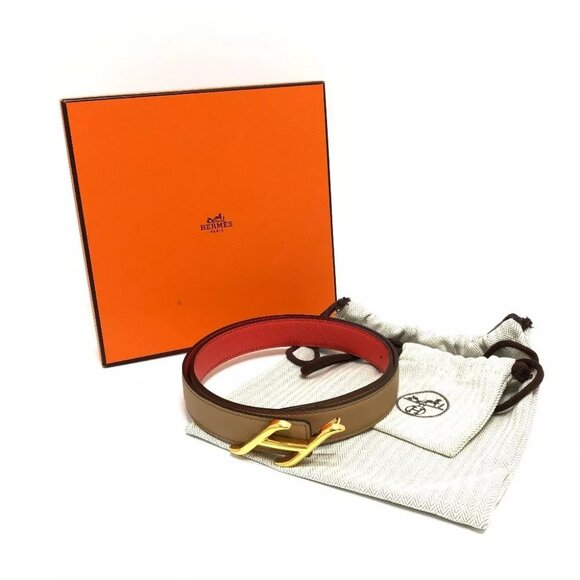 HERMES Constance Belt Buckle HDN Reversible Belt Brown x orange /GoldHardware main image 6